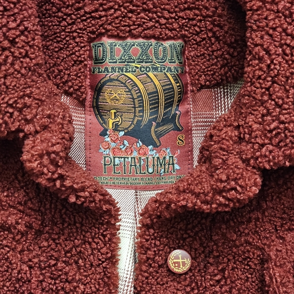 DIXXON Women's Petaluma Sherpa Jacket Oversized Small Button Down Red - Picture 7 of 14